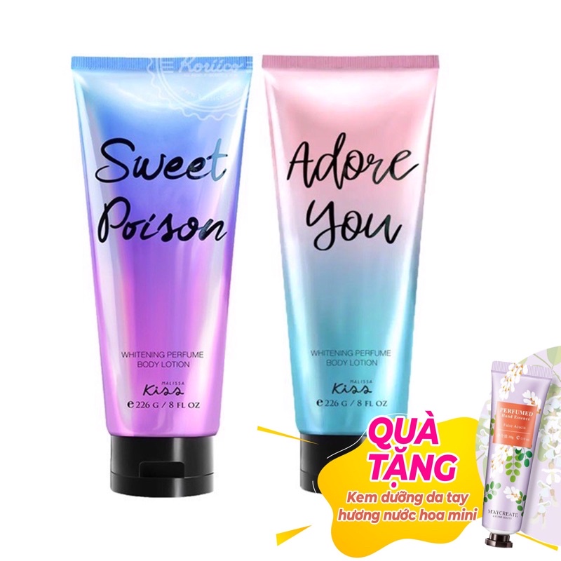 Combo 2 Tuýp Lotion Nước Hoa Malissa Kiss - Sweet Poison, Adore You
