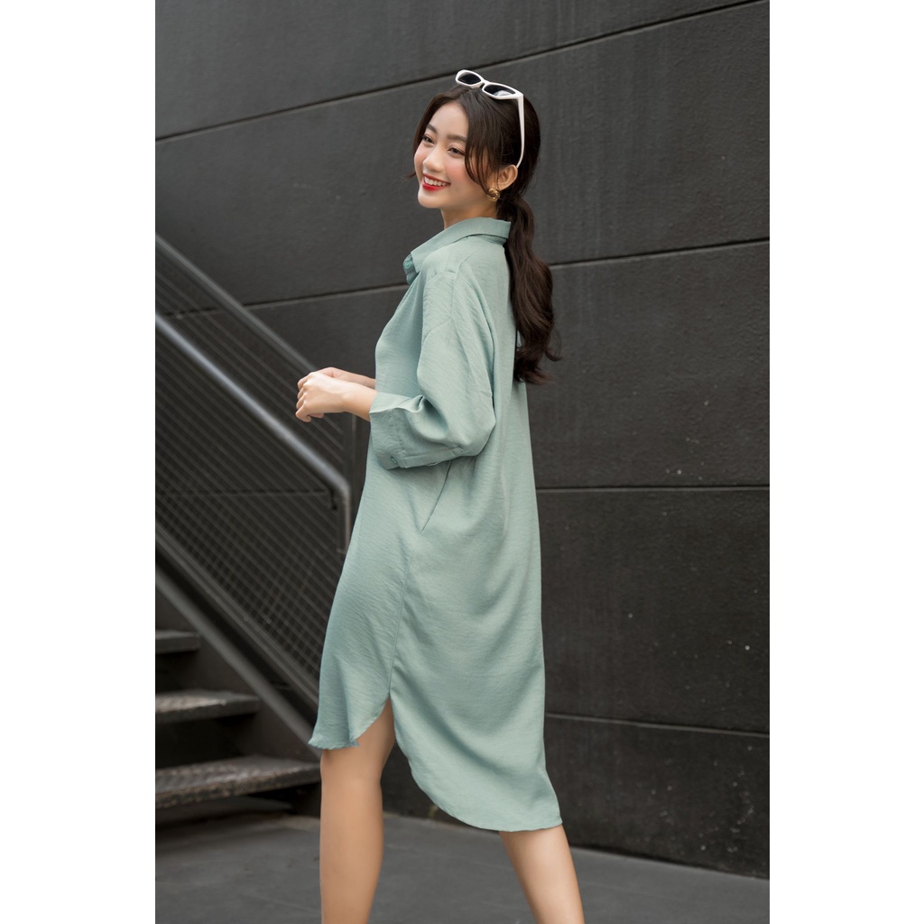 OLV - Đầm Button Shirt Dress in Blue