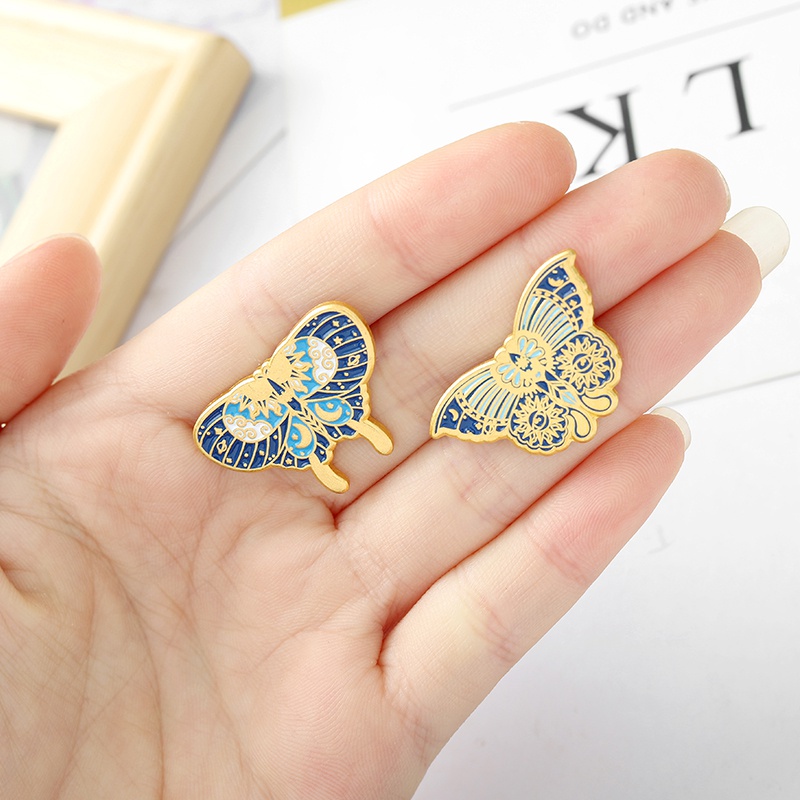 Ghim cài áo QIHE JEWELRY bằng kim loại thiết kế hình bướm dễ thương thời trang