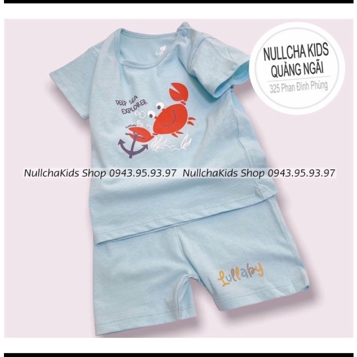 Bộ cộc tay xanh blue hoạ tiết cho bé NH301m Lullaby