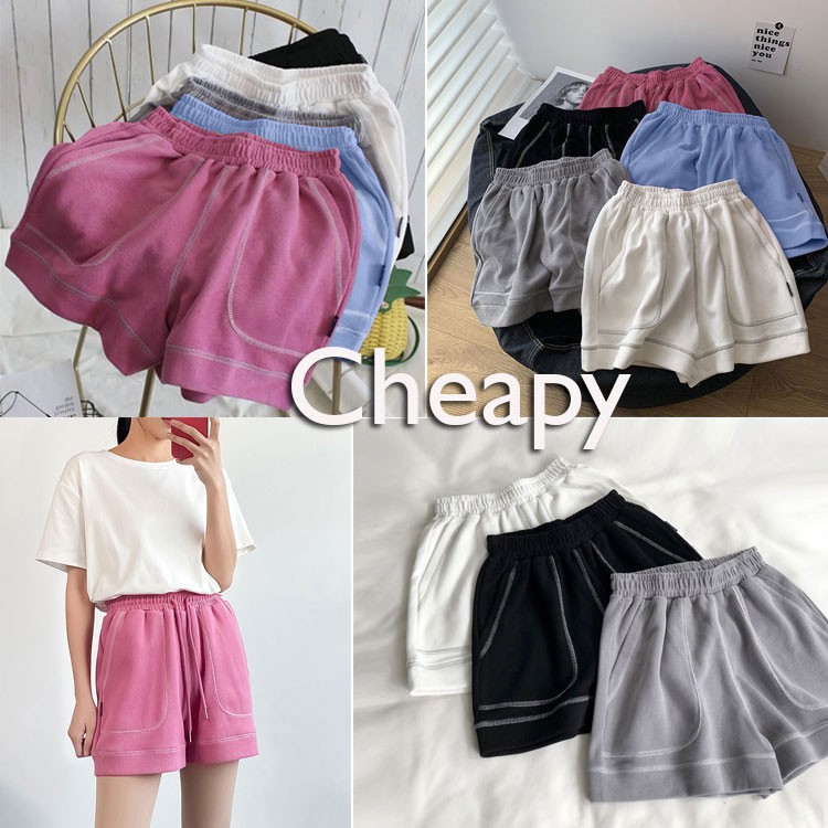 Quần sooc unisex CHỈ NỔI cạp chun freesize - Quần short unisex chất thun co giãn phù hợp đi tập