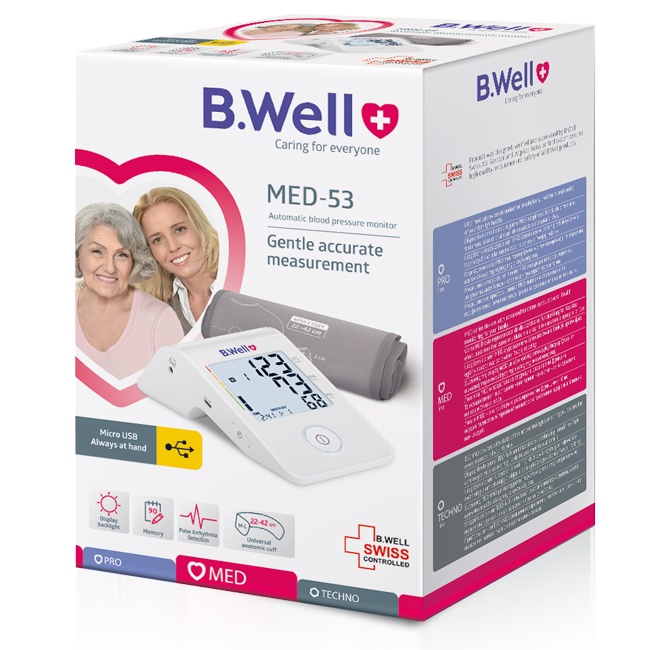 Máy huyết áp bắp tay B.Well Swiss MED-53 giúp phát hiện rối loạn nhịp tim (PAD) bảo hành 5 năm chính hãng - MEDICAL