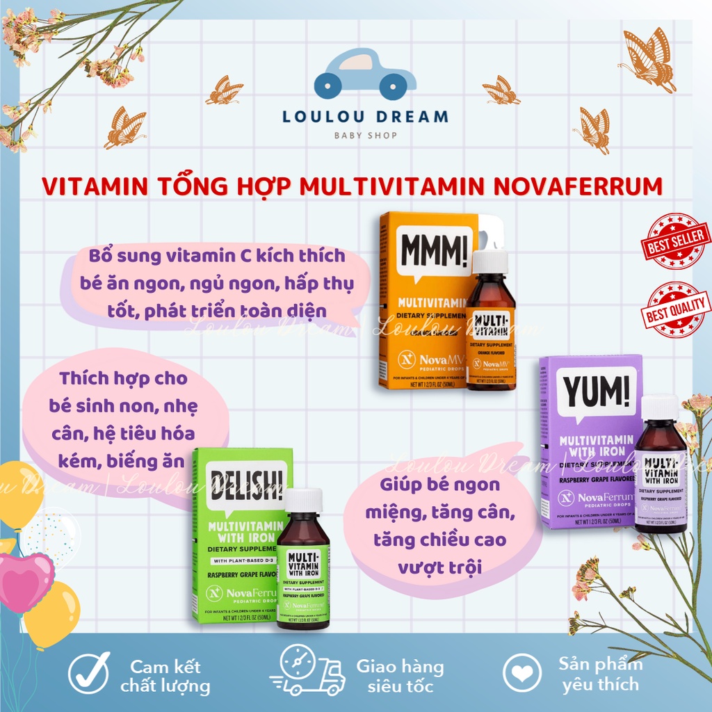 Vitamin Tổng Hợp Multivitamin Novaferrum Yum – Delish – MMM bổ sung Sắt & D3 và C