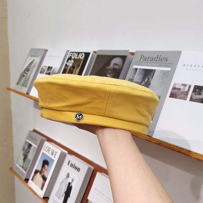 Mũ Nồi Ulzzang Unisex Trơn Họa Tiết Chữ M Phong Cách Retro Vải Bông Polyester Vintage, Hàn Quốc - Iclassy_shoes