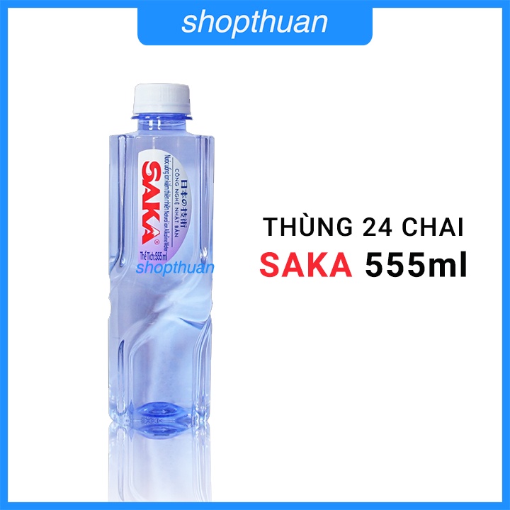 Nước Saka 555ml  thùng 24 chai  - Nước uống ion kiềm thiên nhiên - HSD 4 1