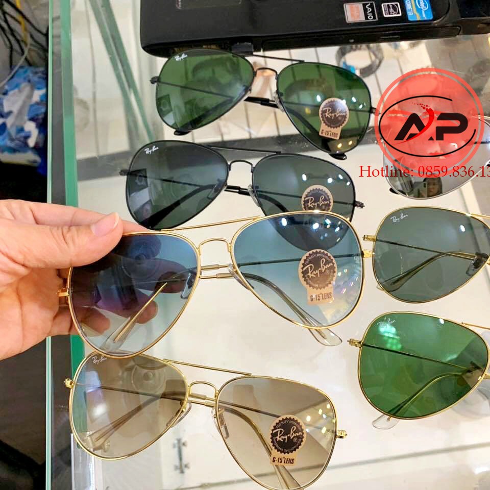 [FOLLOW GIẢM 20K] Mắt kính mát RAYBAN phi công cao cấp Nam Nữ unisex tròng thủy tinh thời trang HOT TREND RB8818