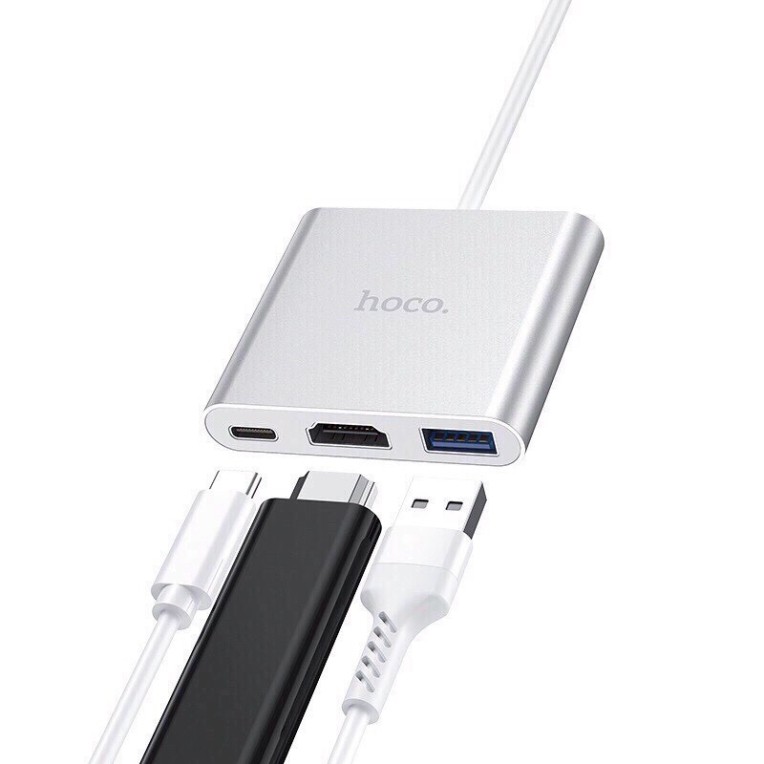 Hub chuyển Hoco HB14 TYPE-C Sang 3 cổng HDMI và USB 3.0 và TYPE-C