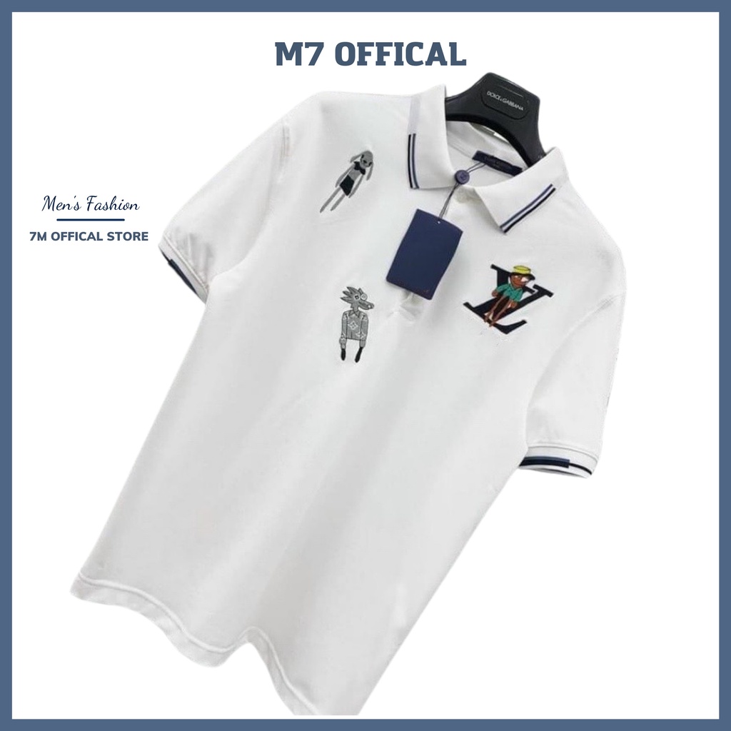 Áo thun nam POLO thêu hình cá tính M7  vải cá sấu cotton cao cấp ngắn tay sang trọng