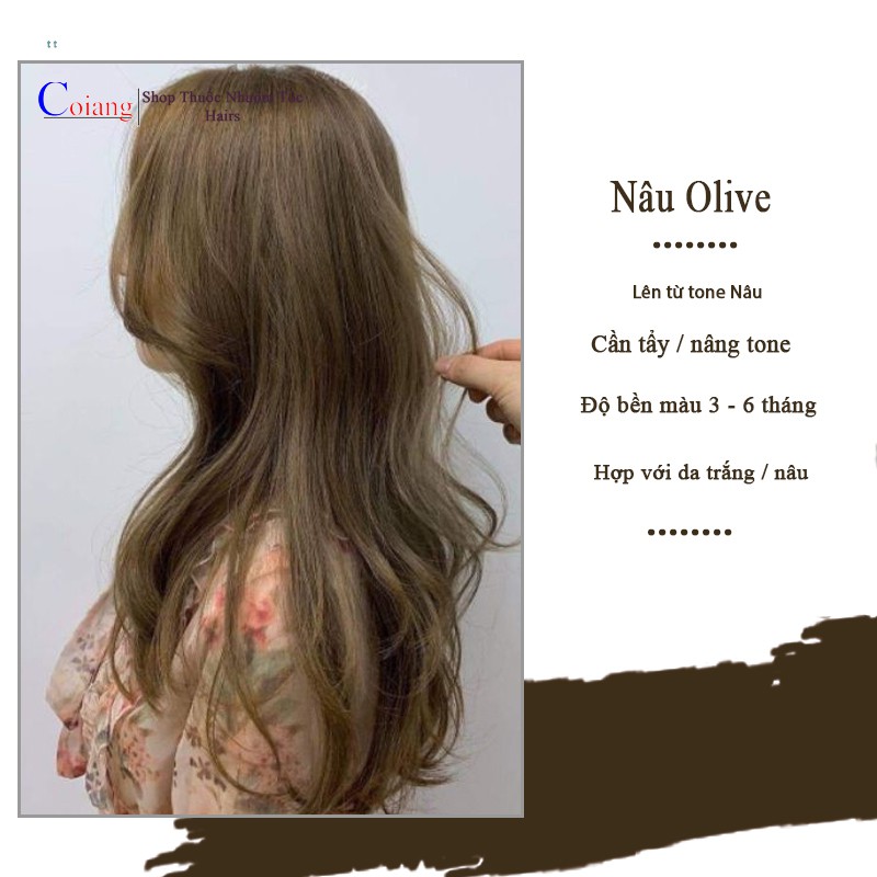 Thuốc nhuộm tóc màu Nâu Olive lên từ nền tóc nâu không cần dùng thuốc tẩy tóc Chenglovehair, chengloveshair