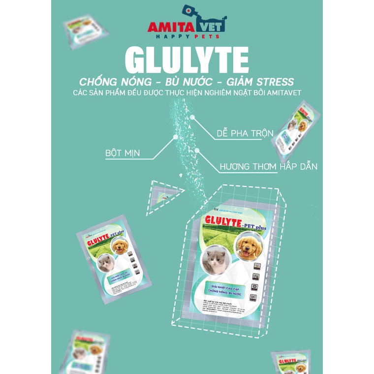 Giải nhiệt cho chó mèo GLULYTE Plus 150g AMITAVET giúp chăm sóc thú cưng chống nóng giảm stress tăng dề kháng bù nước