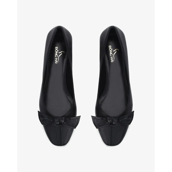 Giày búp bê nữ Đông Hải thiết kế mũi tròn đính nơ sang trọng gót vuông thanh lịch cao 3cm - G85Q7