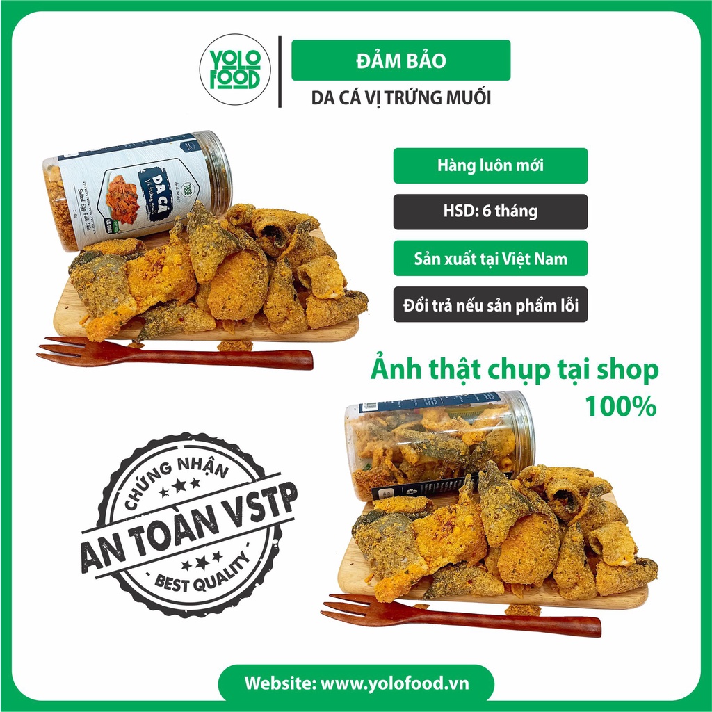 Da cá  trứng muối 220g YOLO FOOD đồ ăn vặt, ngon ,chất lượng ,đóng hộp atvstp ,da cá chiên giòn thơm lừng béo ngậy