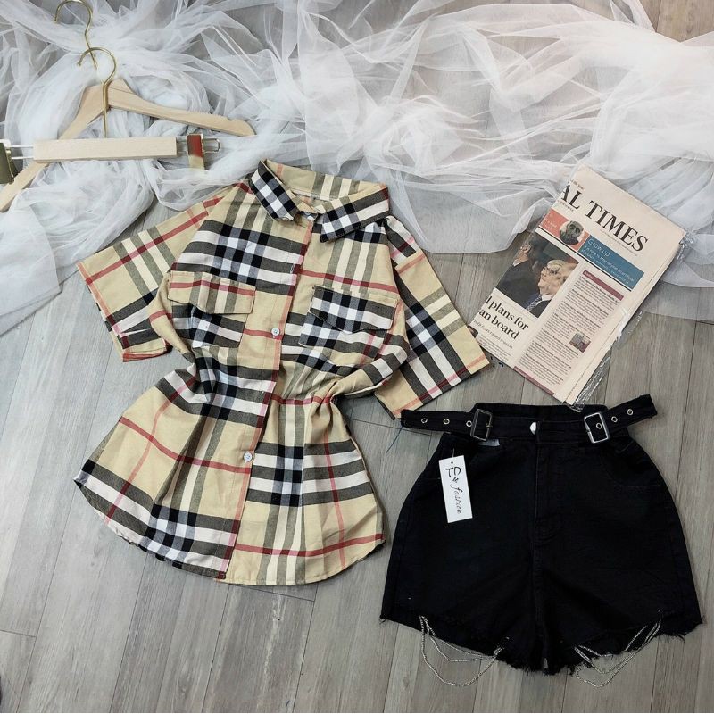 Áo sơ mi bbr tay ngắn có túi