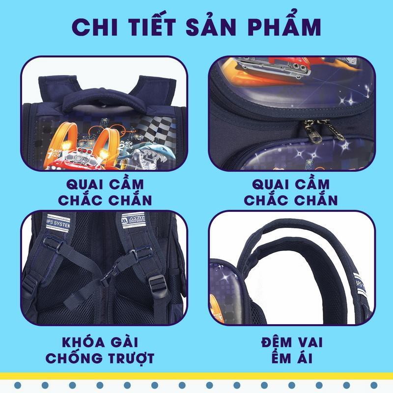 Cặp Học Sinh Chống Gù MITI C11060M_CAR Dành Cho Bé Trai