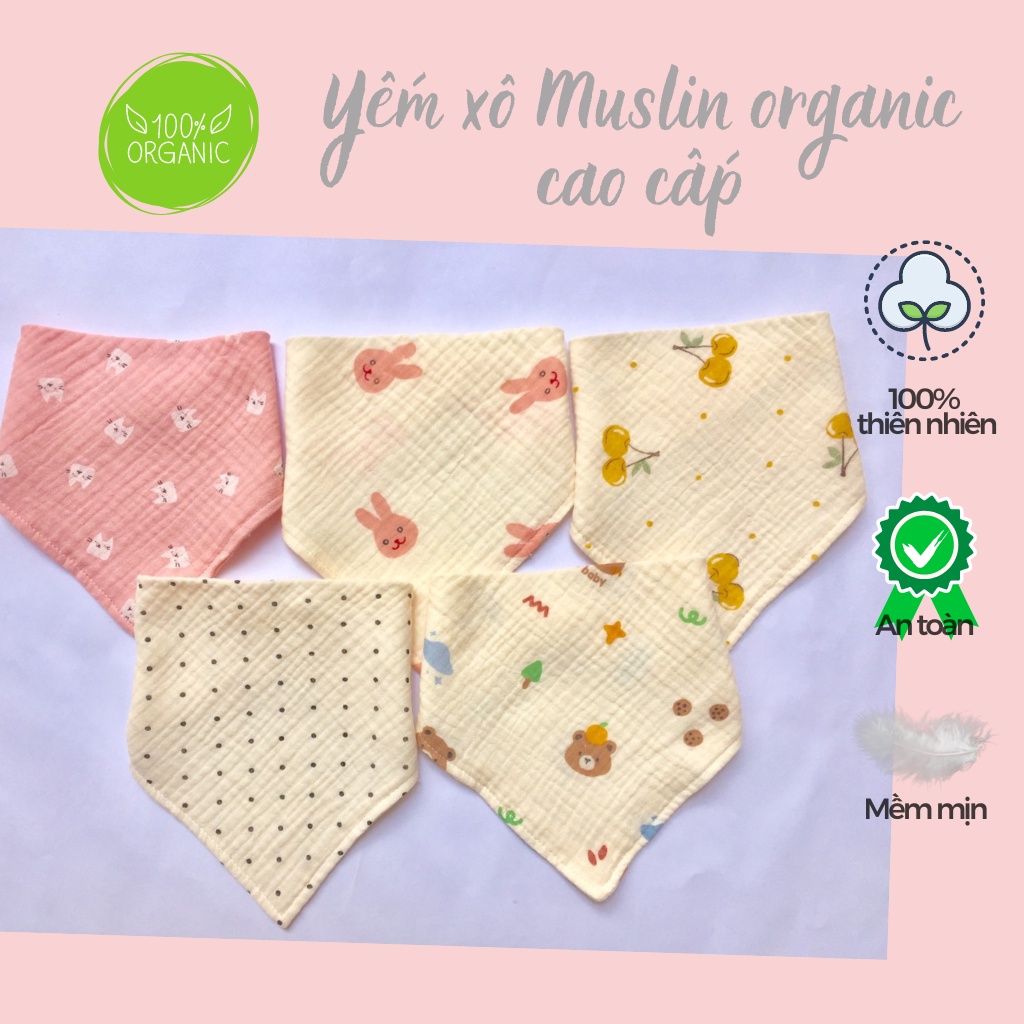 Yếm quàng cổ, Yếm tam giác vải xô Muslin cao cấp.