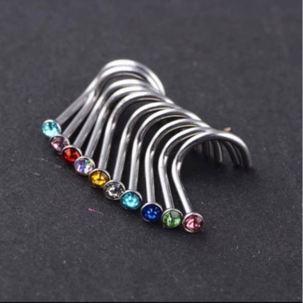 Khuyên mũi tròn kim nhiều màu titan unissex