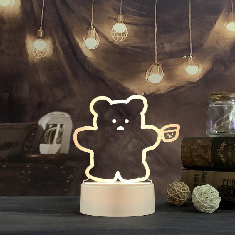 Đèn Led 3D Thegioipuzzle  hình gấu dễ thương làm trang trí, quà tặng độc đáo