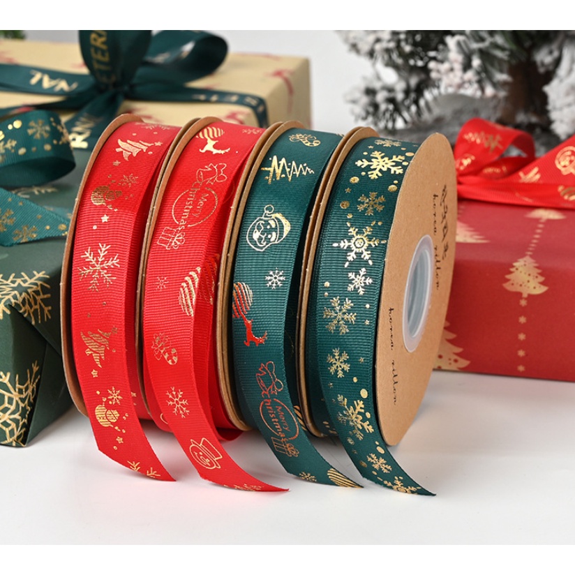 Cuộn Dây Ruy Băng Đồng Polyester 25 yards / 25mm In Họa Tiết Giáng Sinh Trang Trí Nhà Cửa