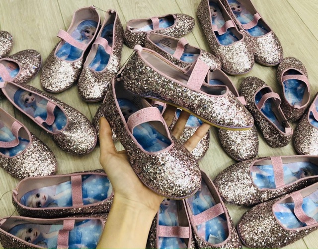 Giày búp bê HM Elsa nhũ hồng