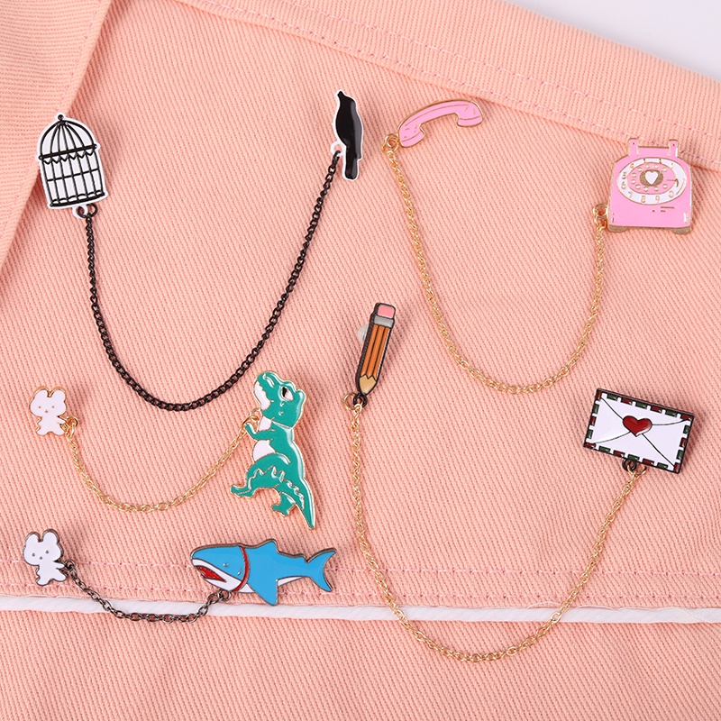 Huy hiệu cài áo thiết kế động vật/ đồ vật hoạt hình đáng yêu