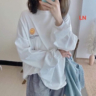 Áo thun dài tay logo mặt cười lucky