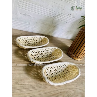 Rổ tre oval decor bánh, trái cây, size mini và size lớn