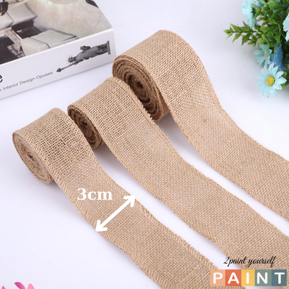 Ruy băng vải bố 1m sợi đay phụ kiện handmade decor, trang trí nội thất