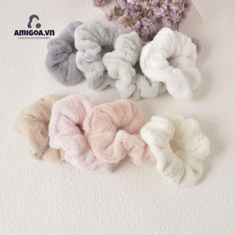 Dây Cột Tóc Lông Thỏ Mềm Mại Giữ Ấm Dễ Thương
