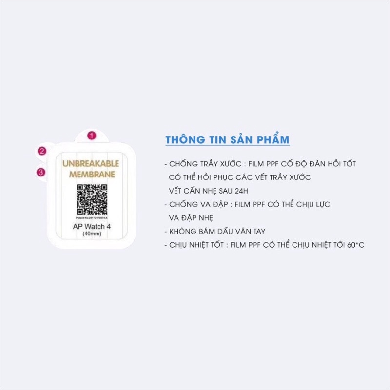 Miếng dán PPF màn hình dành cho Apple Watch Series 38/40/42/44/41/45mm