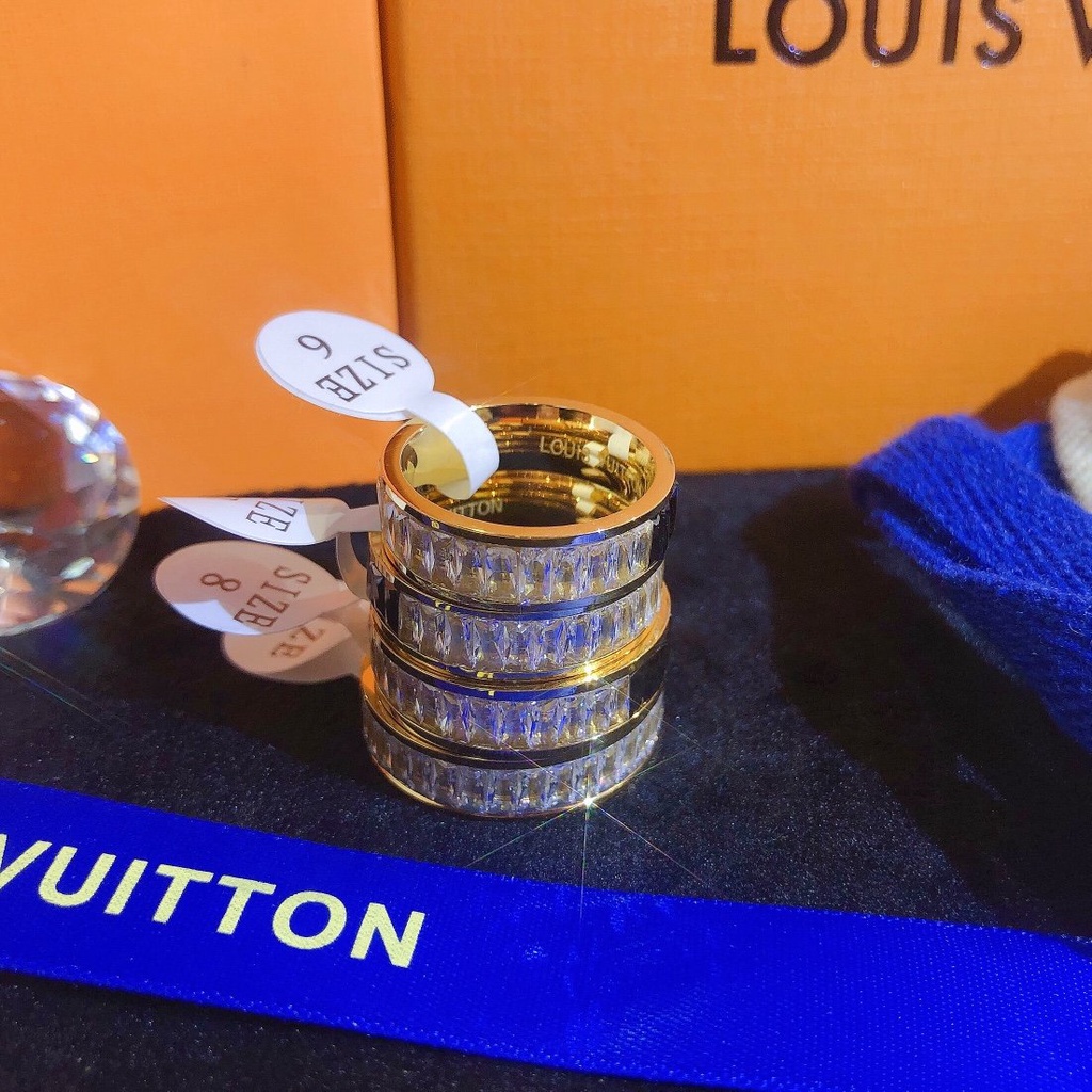 Nhẫn Louis Vuitton Phong Cách Hàn Quốc Đơn Giản Mạ Vàng / Bạc 925 Dành Cho Nữ