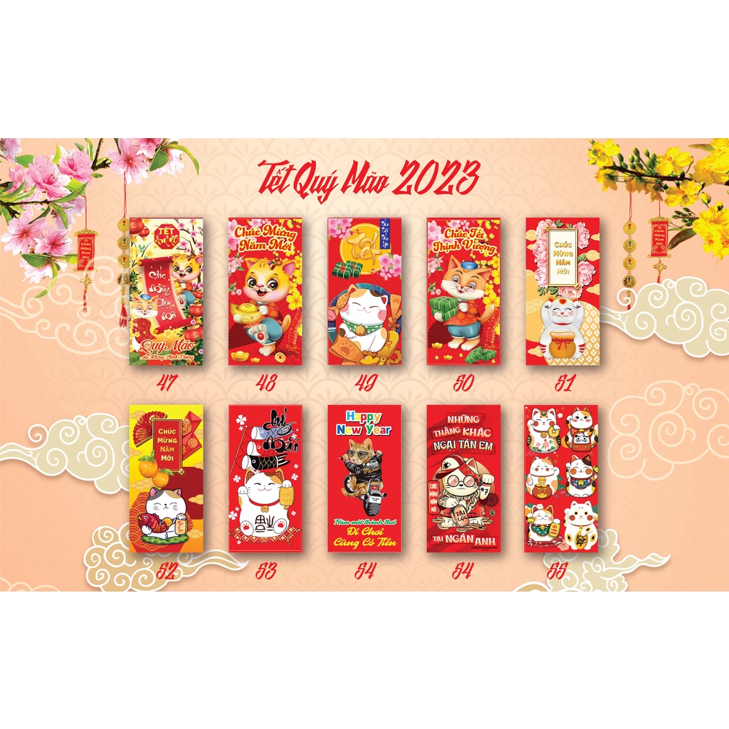 Combo 30 bao lì xì siêu dễ thương Tết Quý Mão