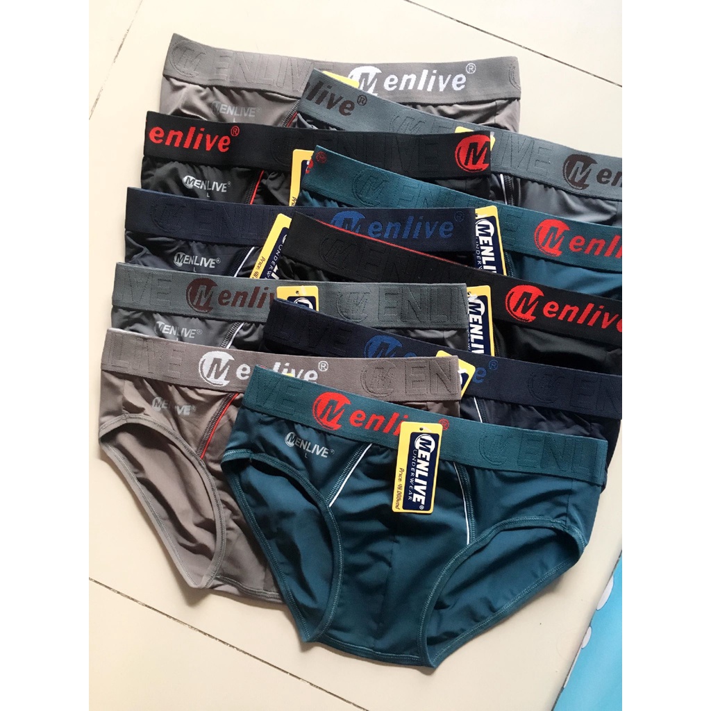 [06 Quần] Combo 06 Quần lót nam Menlive bản lớn chất thun lạnh cao cấp- co giản 4 chiều- kháng khuẩn - thấm hút mồ hôi