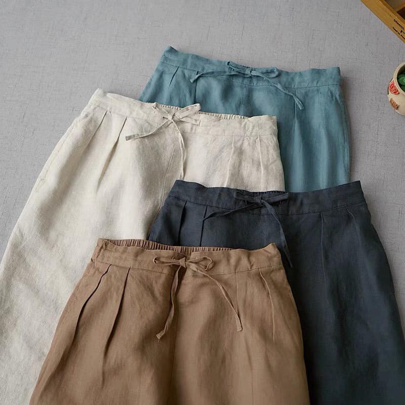 Quần Nữ Ống Rộng Dáng Dài Chất Liệu Linen Mặc Thoáng Mát Thoải Mái