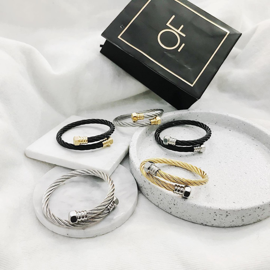 NEW NEW - Vòng Tay Thiết Kế Dạng Xoắn Titan Thời Trang cool ngầu