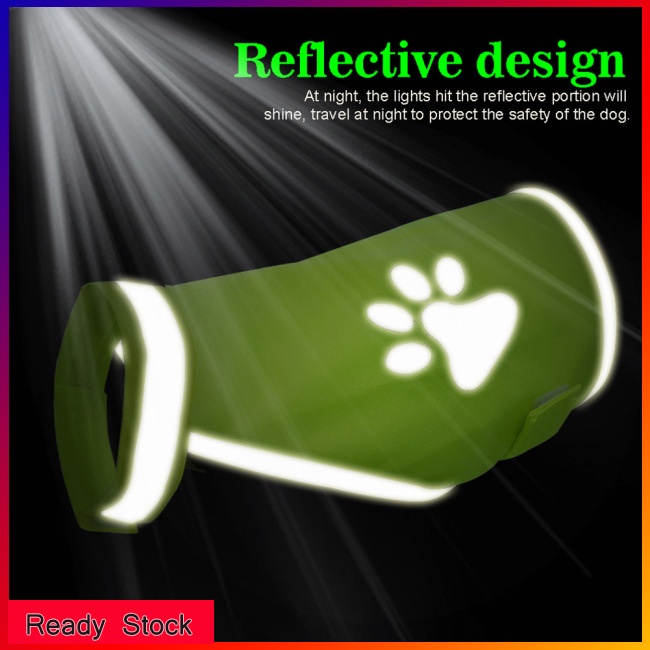 Lk Áo Vest Đi Bộ Đường Dài Màu Xanh Lá Dạ Quang In Dấu Chân Cún An Toàn Cho Chó Cưng