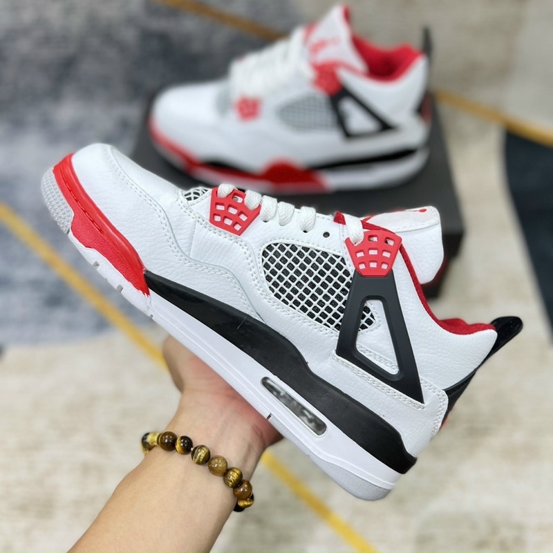Giày jordan 4 trắng đỏ đen + full hộp giày