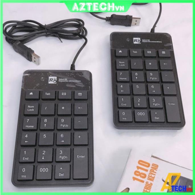 Keyboard, Bàn phím số rời cổng R8-1810 USB (Đen) cho máy tính laptop