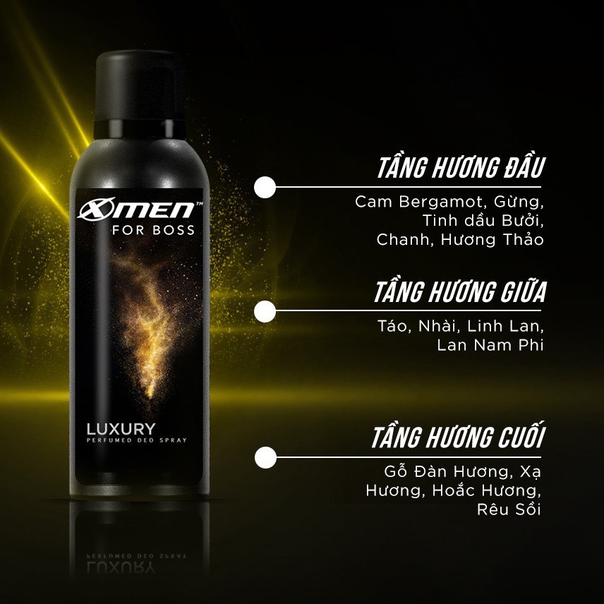 Xịt Khử Mùi Xmen For Boss Intense/Motion/Luxury 150ml