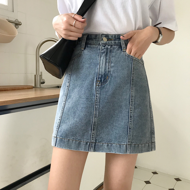 Chân Váy Denim Xiaozhainv Lưng Cao Phong Cách Hàn Quốc Cho Nữ