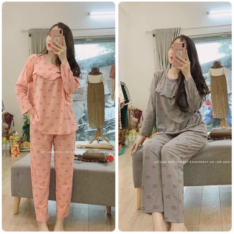 Bộ Cotton Bầu Sau Sinh Hàng Đẹp Cao Cấp B32- Có Chun Điều Chỉnh Và Chỗ Cho Bé Tuti Tiện Lợi - BD12