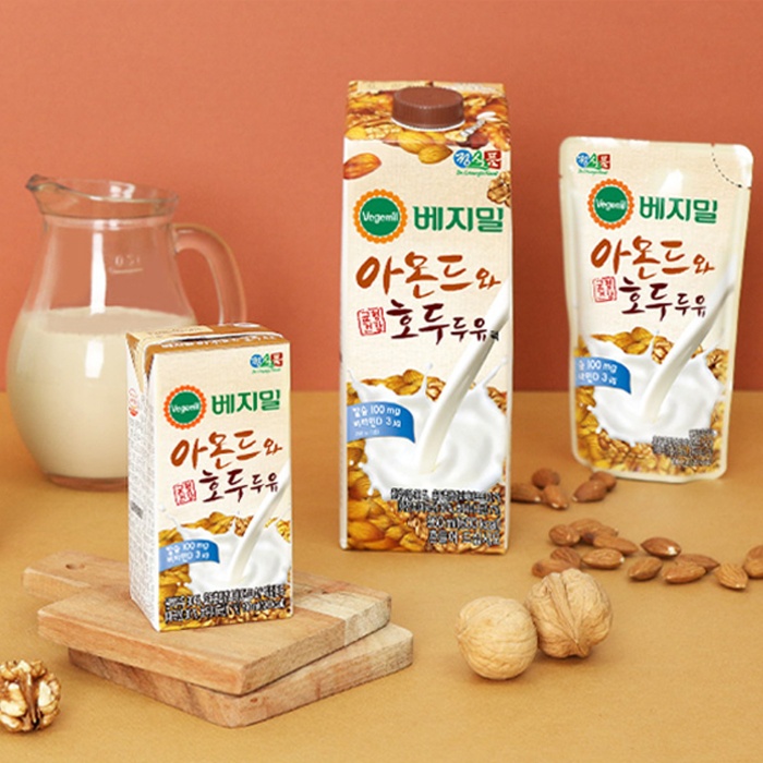 Sữa đậu nành hạnh nhân và óc chó Vegemil - (베지밀) 아몬드와 호두 두유 - Sữa hạt Hàn Quốc 190ml - Hàng nội địa Hàn Quốc