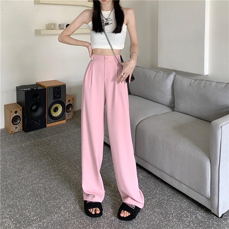 Quần ống rộng Lưng Cao Thời Trang Hàn Quốc Cho Nữ