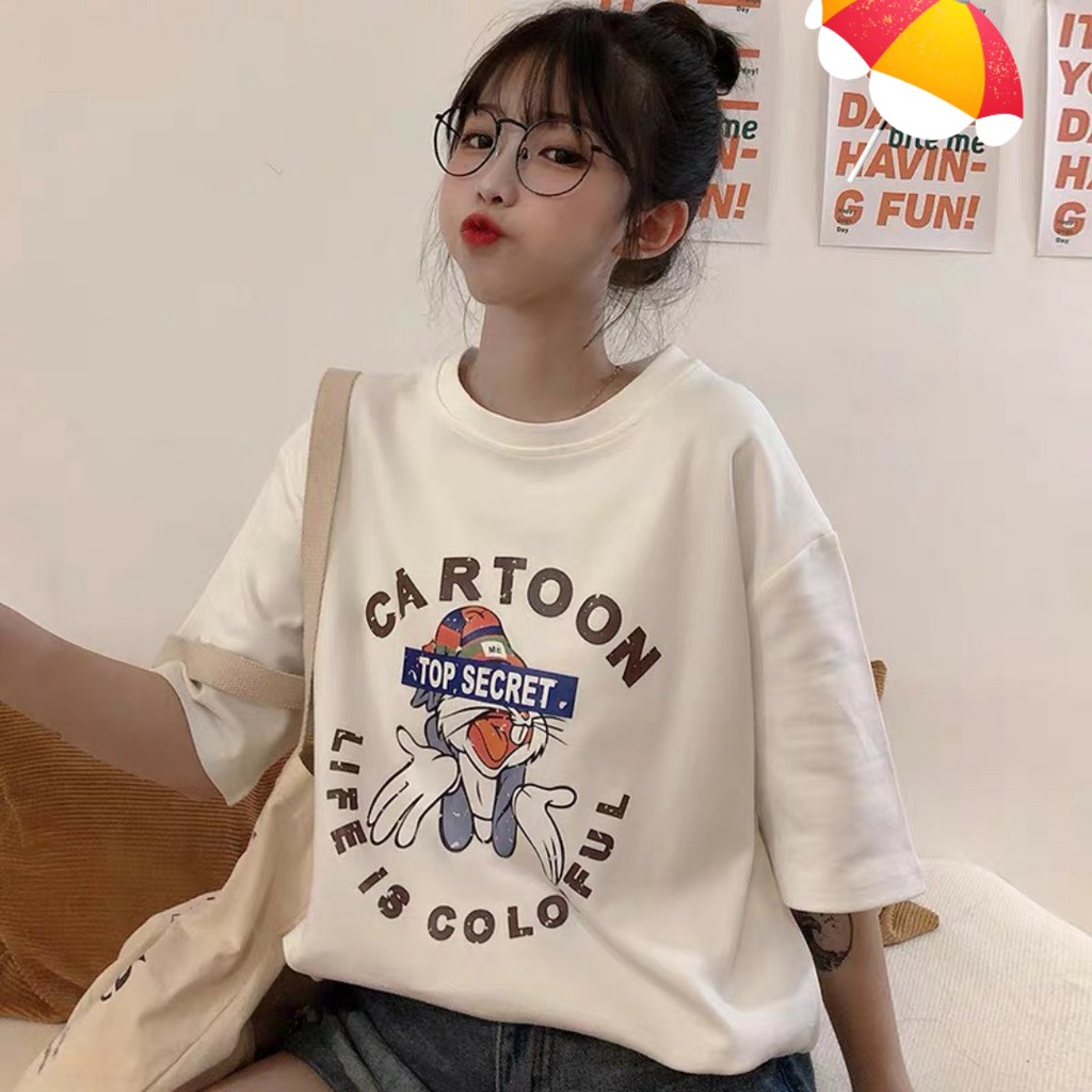[SIÊU PHẨM HÀNG HÈ, KÈM QUÀ XINH] ÁO THUN, ÁO PHÔNG NAM NỮ CARTOON TAY LỠ FORM RỘNG 2 MÀU TRẮNG BE SIÊU IÊU TEENS FASHIO