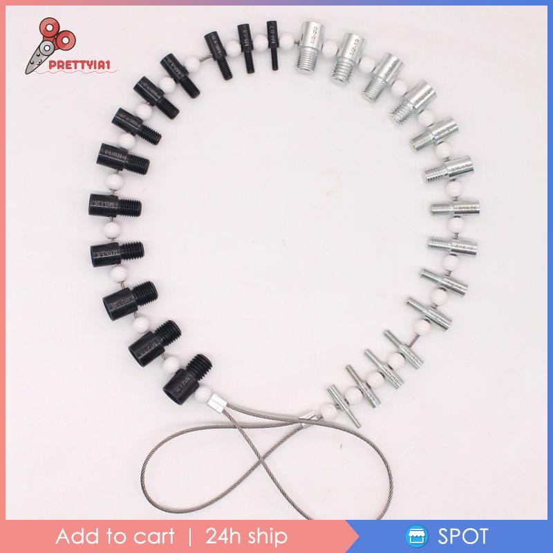 [Prettyia1] Bộ Dụng Cụ Đo Kích Thước Ren 14 inch &amp; 12 Thước Đo Cho inch Và Đai Ốc Metric