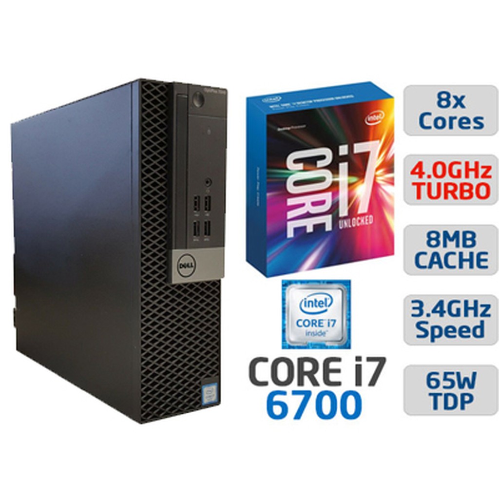 Case máy tính để bàn DELL Optiplex 3040 intel Core i7 6700, RAM 16GB, ổ cứng SSD 240Gb. Bảo hành 12 tháng