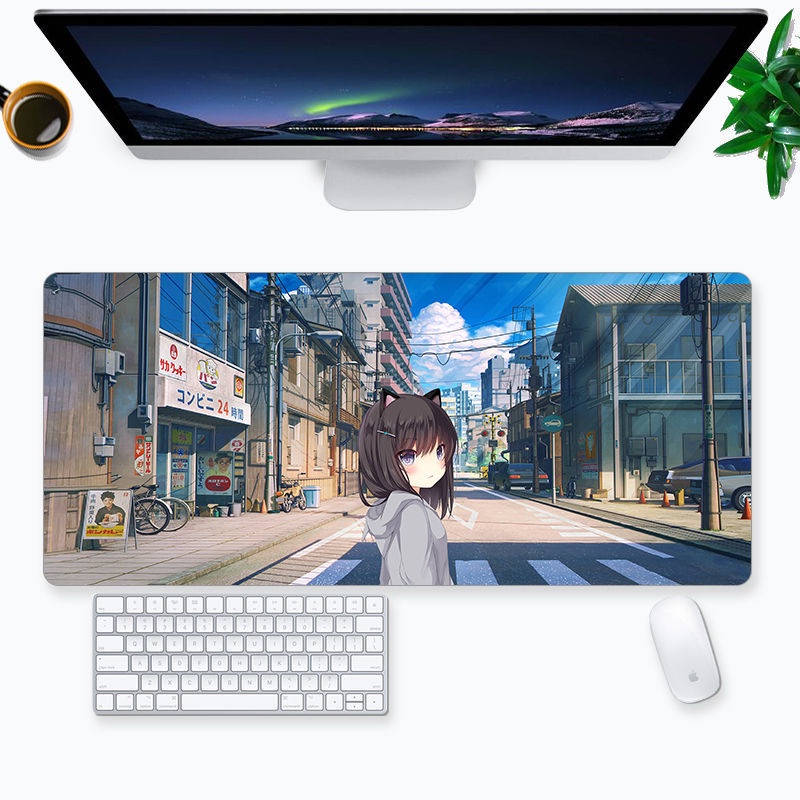 Tấm Lót Chuột Và Bàn Phím Máy Tính Dày Dặn In Hình Phong Cảnh Anime