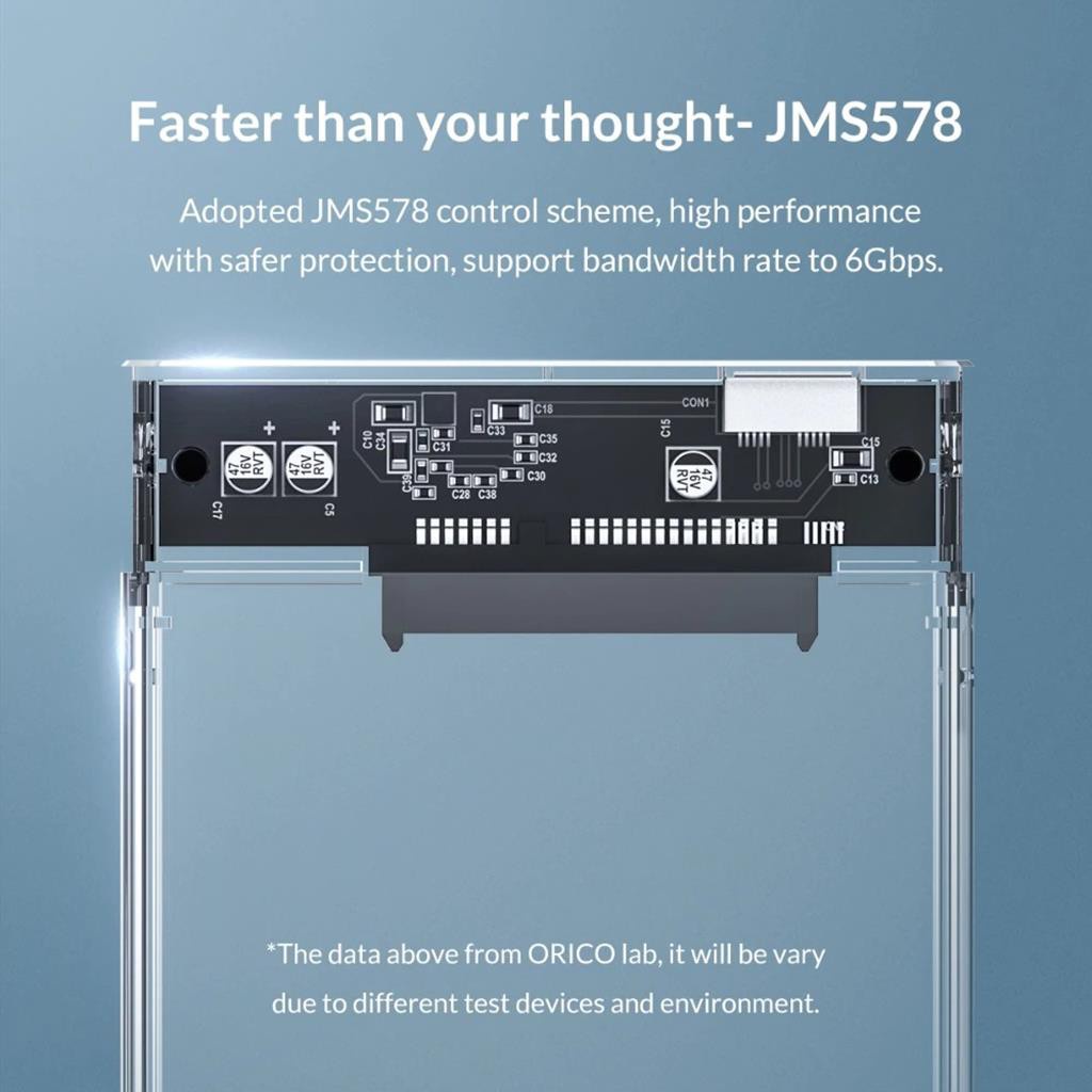 Hộp đựng ổ cứng ORICO 2129U3 2.5 inch Trong Suốt USB3.0 2.5&quot;Sata 3.0 HDD Đầu cắm bọc hợp kim nhôm tản nhiệt tốt- dc3742