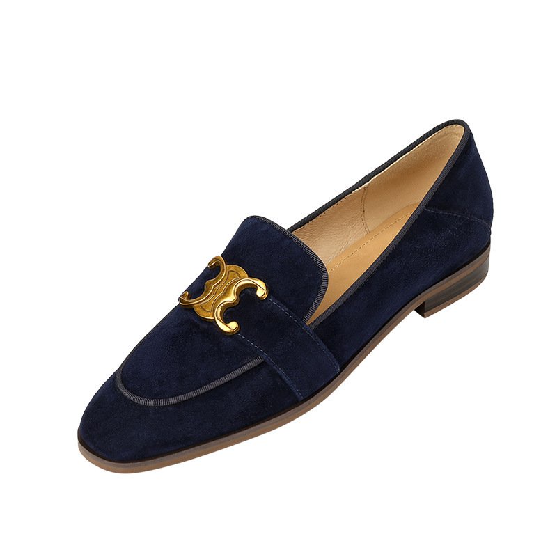 Giày Lười Đế Bệt Mũi Vuông Phong Cách Retro Triumph One-Step Cho Nữ