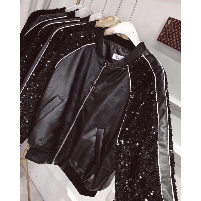 Áo khoác da phối kim tuyến