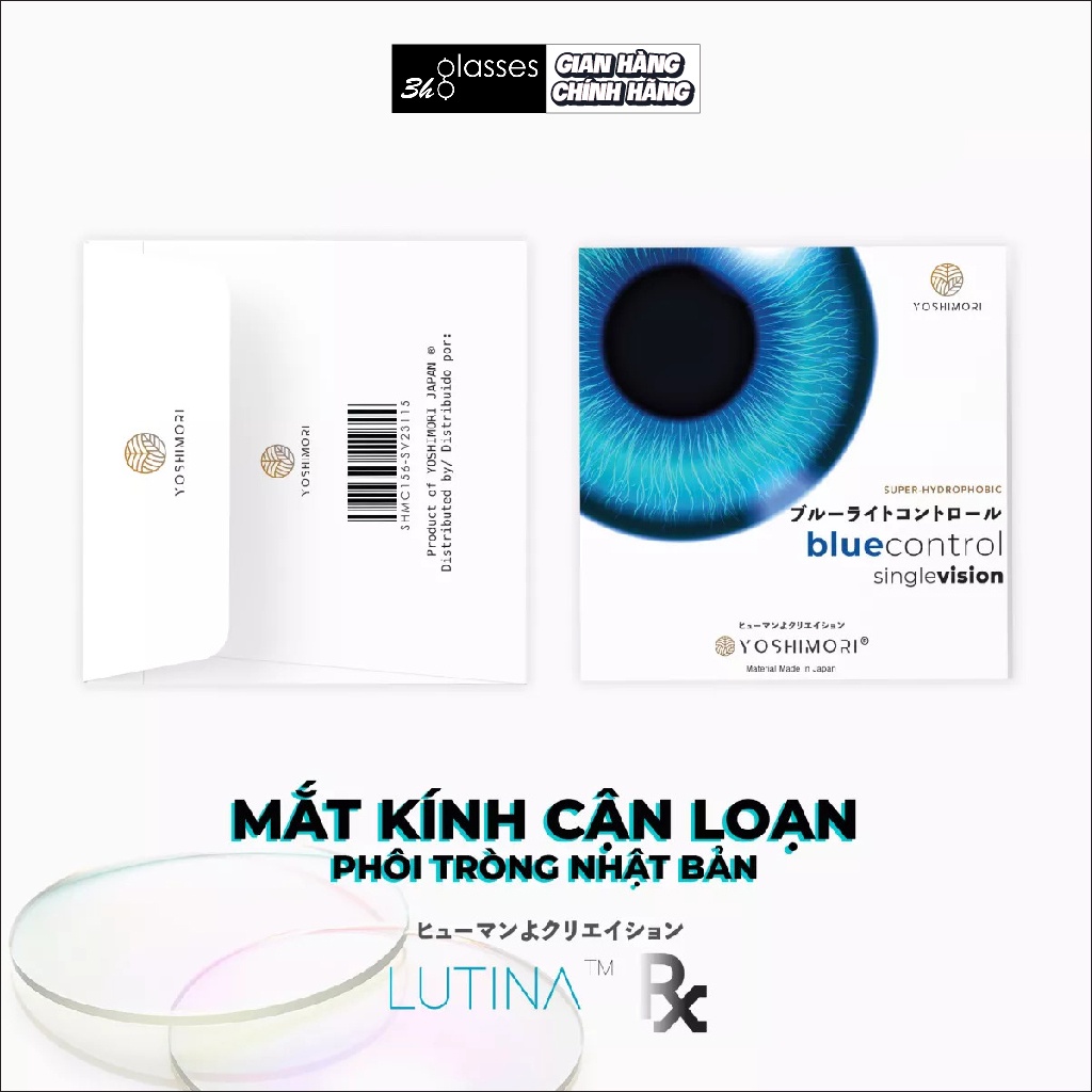 Mắt kính cận loạn 3H Glasses, tròng kính chống ánh sáng xanh, đổi màu chống tia UV400